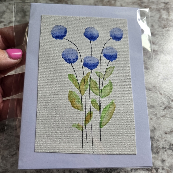 Other - Handmade Blue Floral Greeting Card